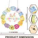 Religious Easter Door Wreath with 12 Faith Symbols Eggs, Easter Wreaths For Front Door, Christian Bunny Sign, Wooden Spring Hanging Decor for Front Porch, Entryway Wall, Holiday Home Decoration