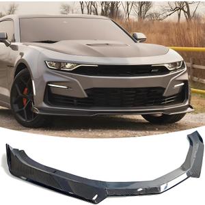 Front Bumper Lip Splitter Spoiler Compatible with 2016-2024 Chevy Camaro SS/ 2019-2024 LT LS RS, Air Chin Body Kit Accessories (Carbon Fiber Style)