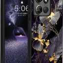 for Moto G Stylus 5G 2025 Case,Cute Flower Slim Fit [Glow in The Dark] Hybrid Hard PC Soft TPU Shockproof Drop Protective,Aesthetic Phone Case for Motorola G Stylus 5G 2025Black Gold Marble