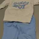 Toddler Baby Boy Birthday Outfit Letters Print Long Sleeve Crewneck Sweatshirt and Pants Cake Smash Outfit Clothes (12-18 Months, A-white Blue)