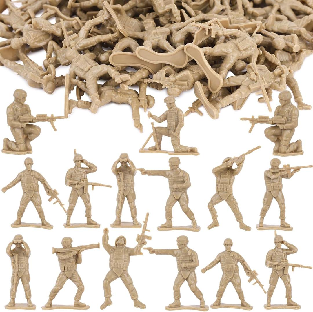 3 Otters 100PCS Army Men Toy Soldiers, Army Men Playset Plastic Soldier Figures Multiple Poses for Boys Birthday Gift Yellow