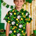UNICOMIDEA Kids St Patricks Day Shirt Green Shamrock Plaid Shirts Short Sleeve for 11-12 Years Boys Button Summer Tops Party Holiday