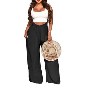 Nimsruc Womens Jumpsuit Casual Loose Sleeveless Adjustable Spaghetti Straps Wide Leg Pants Baggy Overalls With Pockets S 