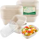 50 Pack Large Paper Bowls with Lids, 50 OZ Paper Take Out Food Containers, Heavy Duty Disposable Bowls Bulk for Hot/Cold Use, Leakproof and Microwave Safe for Hot/Cold Use