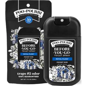 2 x Poo-Pourri Before-You-Go Pocket Toilet Spray, Travel Essentials, Royal Flush, 1 Fl Oz, Up to 50 Uses, On-The-Go Bathroom Odor Deodorizer with Essential Oils, TSA Approved Size, Eucalyptus & Spearmint