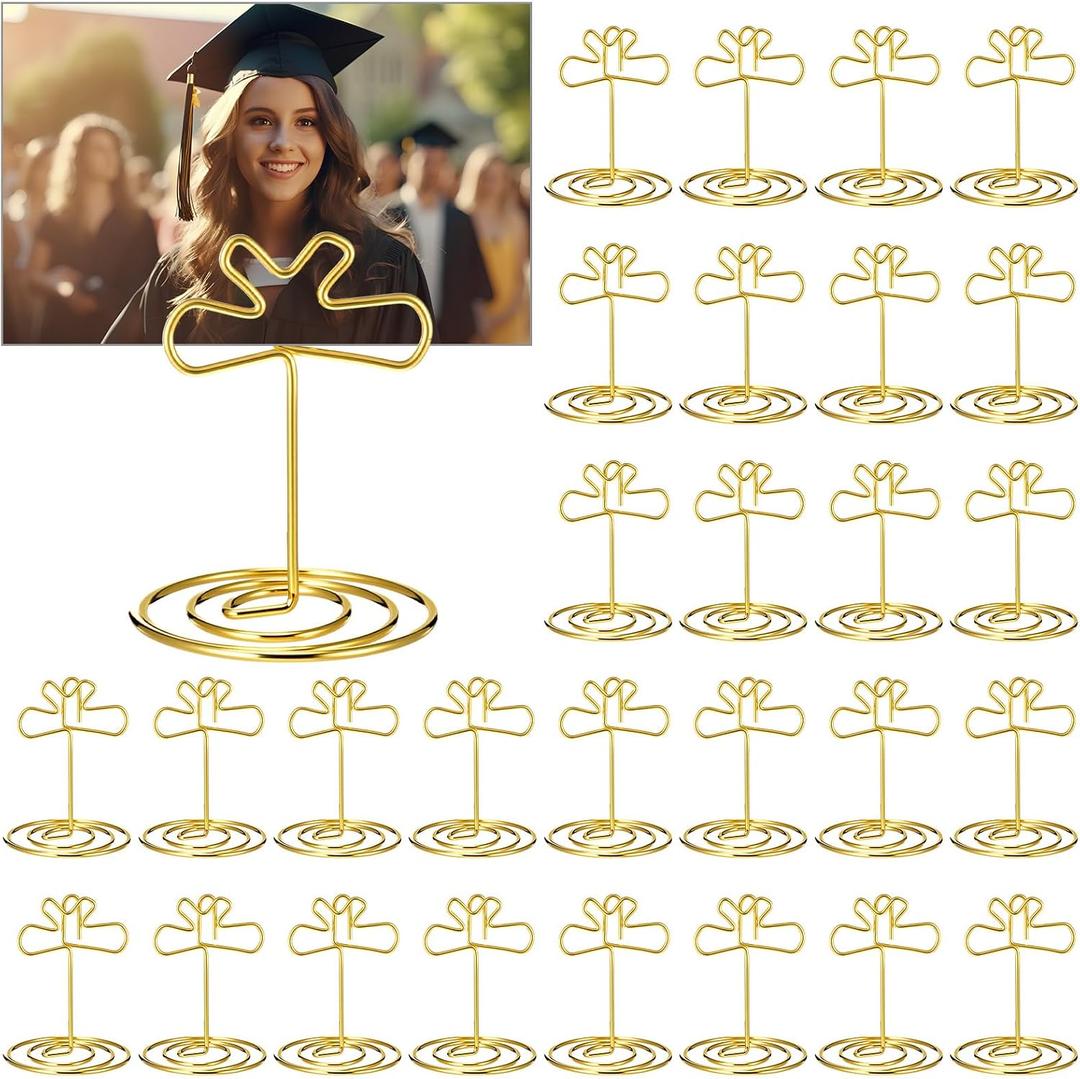 36 Pcs 2026 Graduation Gold Photo Holders for Table Centerpieces Metal Photo Holder Gold Picture Display Stands Menu Memo Clips for Graduation Party Table Decoration Supplies(Certificate)