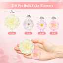 210 Pcs Mini Silk Flower Heads Small Fake Rose Daisy Faux Flowers Bulk for Crafts Artificial Loose Fabric Flowers Heads Sunflower Bulk for Wedding Hair Cap Dresses Decorations (Light Colors Mixed)