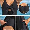 Charmo One Piece Swimsuit Women V Neck Bathing Suits Cutout Tie Knot Swimdress with Pockets Tummy Control Swimwear Black S