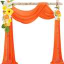 VOK Orange Wedding Arch Draping Fabric Chiffon Fabric, 29in x 18Ft Sheer Chiffon Outdoor Curtain for Wedding Ceremony Birthday Party Decoration (Orange,1 Panel)