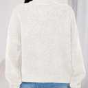 KIRUNDO Cardigans for Women Trendy Button Up Sweater Jackets Mock Neck Long Sleeve Loose Fit Chunky Knit Outwear Coats (White, XXL)