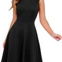 Fit and Flare Cocktail Dress for Women Wedding Guest Business Work Semi Formal A Line Dresses 2025 (Black, Small)