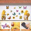 Flutesan 16 Pcs Summer Sunflower Gnome Garage Decoration Magnet Sticker, Large Gnome with Sunflower Magnetic Garage Door Decorations for Summer Party Home Decor