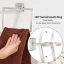 CHJgroup Bathroom Hand Towel Holder, Square 180 Swivel Towel Rings for Bathroom Wall Stainless Steel Heavy Duty, Brushed Nickel
