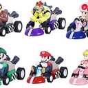 HUAWELL Supe Mari Bs Kart Pull Back Cars Motorcycle Luigi Yoshi Toad Princess Peach Donkey Kong 2.5 Inch for Kids+ Gift (6 Pcs)