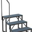 RV Steps Spa Steps with Handrail - 3 Step Hot Tub Steps Trailer Steps Mobile Home Stairs for 5th Wheel RV, Trailer, Hot Tub, Pool, Porch with Non-Slip Mats