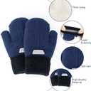 FGSS Kids Winter Stretch Knitted Mittens - Thick Warm Gloves for Boys Girls 4-7 Yrs (Navy)