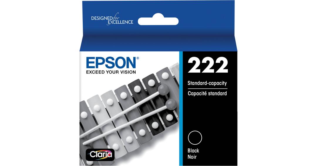 EPSON 222 Claria Ink Standard Capacity Black Cartridge (T222120S) Works with Workforce WF2960, Expression XP5200