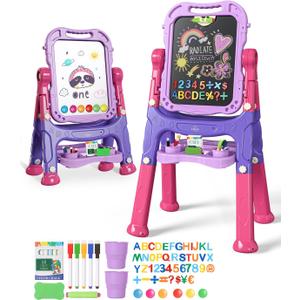 Lehoo Castle Easel for Kids, Toys for 2 Year Old Girl, Art Easel Toddler, Magnetic White Chalk Board, Gifts for 3 4 Year Old Girls 2-4 Years Old Christmas
