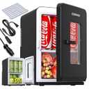 Mini Fridge for Bedroom, 15 Litre/ 21 Cans Portable Mini Refrigerator with AC/ DC Power for Office, Dorm and Car, Thermoelectric Electric Cooler & Warmer Skincare Fridge for Drinks, Food, Cosmetics