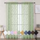 WelvetBLK Sage Green Sheer Curtains for Bedroom Living Room 72 Inches Long 2 Panels Set, Soft Airy Geometric Jacquard Clip Curtains Drapes, Modern Rod Pocket Door Curtain, 2Pcs Each 42" Wx72 L Inch