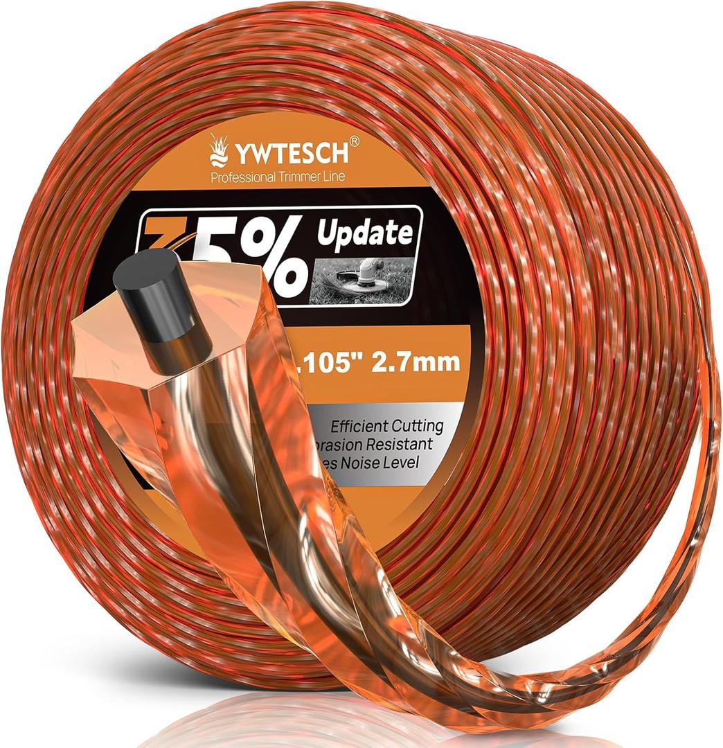 YWTESCH 105 Trimmer Line, 0.105" x 1LB, 300-Foot Heavy Duty Twisted Hexagonal Dual Core Weed Wacker String for Gas and Electric Trimmer, Fits Most of String Trimmers Standard Models