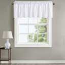 White Valance for Window Kitchen Valance Curtains for Bedroom Living Room Rod Pocket Farmhouse Valances Only 52 X 18 Inch Long 1 Light Blocking Panel