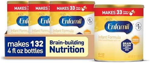 Enfamil Infant Formula, Milk-based Baby Formula with Iron, Omega-3 DHA & Choline, Powder Can, 21.1 Oz (Pack of 4) BBD; 10/01/2026