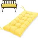 MTMR Outdoor Bench Cushion for Furniture 40X19 Inch Tufted Porch Swing Cushions with High Elasticity PP Cotton and Durable Ties, Thick Bench Seat Cushions for Patio Furnitures Yellow, 44x19inch