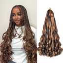 Loose Wave French Curl Braiding Hair for Box Braids 75g/Pack Synthetic Hair Extensions for Black Women 22 Inch 8 Packs Bouncy Ombre Pre Stretched Braiding Hair (22 Inch,8 Packs,P4/30)