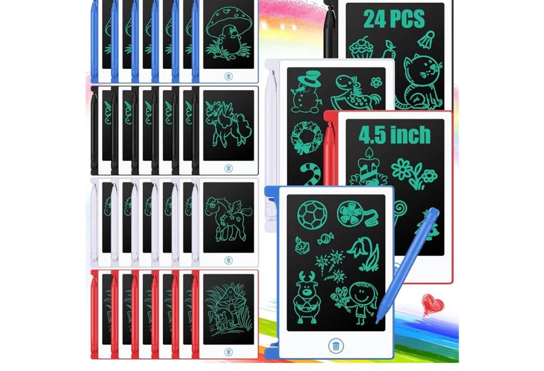 Zhehao 12Pack LCD Mini Writing Tablet for Kids 4.5 Inch Doodle Board Bulk Erasable Reusable Electronic Drawing Pad Birthday Party Favors Goodie Bag Classroom Gifts(White)