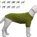 Lovelonglong Ribbed Dog T-Shirt Cotton Knitted Dog Sweaters for All Season Pet T-Shirts for Large Medium Small Dogs Olive Green M