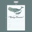 Koko Paper Co Whale Baby Shower Invitations | 25 Fill-in Invitations and Envelopes | Printed on Heavy Card Stock.