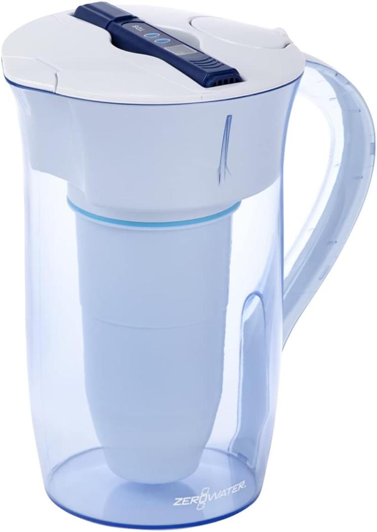 ZeroWater 10-Cup Round 5-Stage Water Filter Pitcher Dispenser with 5-Stage 0 TDS Zero Water Filter  IAPMO Certified to Reduce Metals, Chlorine, Lead, Chromium, and Forever Chemicals PFOA/PFOS