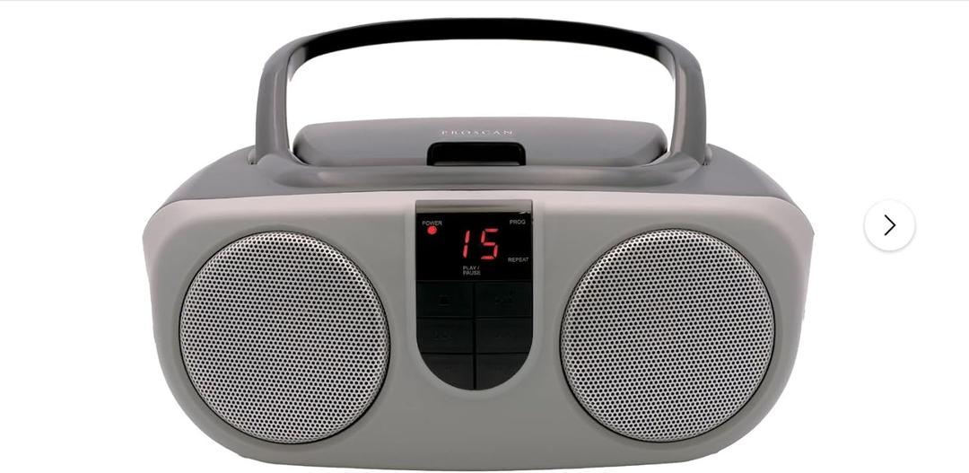 Sylvania SRCD243 Portable CD Player with AM/FM Radio, Boombox (Silver)