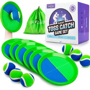PlayZap Toss and Catch Ball Set - Outdoor Toys for Kids Games - Outside Yard Pool Beach Toys for 3 4 5 6 7 8+ Years Old Boys Girls - Birthday Gift Easter Basket Stuffers