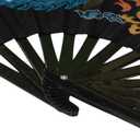 Chinese Kung Fu Tai Chi Fan Arts Dance/Practice Performance Bamboo Folding Fan (Dragon and Phoenix Black Background), 33 cm