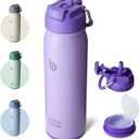 BOTTLE BOTTLE 24oz Insulated Water Bottle Stainless Steel Sport Water Bottle with Straw and Adjustable Lid Daily Pill Organizer (purple)