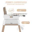 4 in 1 Baby High Chair for Babies and Toddlers, Foldable & Portable Convertible Booster Seat, Adjustable Tray & Footrest, Lightweight, Stable, Easy to Clean, Khaki