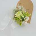4 x MAFELOE Boutonniere Corsage Set, Artificial Flowers Accessories for Wedding Prom Party Homecoming Celebration Suit Decorations-2 Pieces Green+Creamy White