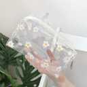 Clear Floral Makeup Bags, PVC Cosmetic Bags Cute Makeup Pouch Coquette Cosmetic Bag Clear Small Cosmetic Pouch Aesthetic Flower Make up Bag for Women, 2 Pack