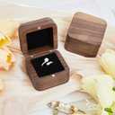 6 Pcs Square Wooden Ring Boxes for Wedding Ceremony Mini Engagement Gift Holder Single Slot Small Storage Box (Black)