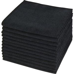 SINLAND Microfiber Cleaning Cloth Absorbent Dish Cloth Kitchen No Streak Dish Rags Glass Cleaning Cloths 12inch x 12inch 12 Pack Black