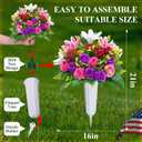 Dolicer 2 Sets Artificial Cemetery Flowers for Grave, Realistic Grave Flowers Memorial Flower UV Resistant Silk Rose Lily Flower with Vase for Cemetery Decorations (Colorful)