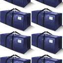SWEET DOLPHIN 8 Pack 200LB Heavy-Duty Moving Bags with Wrap-Around Handles, Extra Large Storage Totes for Space Saving, Clothes Storage Bags, College Dorm Essentials, Blue, 24 Gal