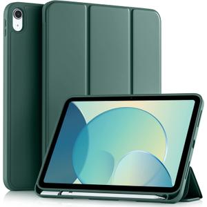 Akkerds Compatible with iPad (A16) 11th Generation Case 11 Inch 2025, for iPad 10th Generation Case 10.9 Inch 2022 with Pencil Holder, Slim Trifold Stand Protective Cover with Soft TPU Back,Pine Green