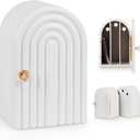 Phone Box for Family Time, Bamboo Cell Phone Jail, 3 Sections Hold 6 Phones, with Charging Holes, Phone Holder Self-Discipline Box, Help Kids Adults Focus Back, Mobile Phone Addiction (White)