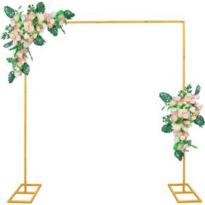 9.9FT Gold Metal Wedding Arches for Ceremony Square Balloon Arch Stand Rectangular Backdrop Stand for Anniversary Birthday Party Bridal Shower Home Indoor Outdoor Decoration, 9.9x9.9ft