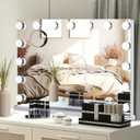 Paton Hollywood Hollywood Vanity Mirror with Lights,10X Magnification Makeup Mirror with 15 Dimmable Bulbs,3 Color Lighting Modes,Vanity Mirror for Bedroom,Touch Control,Tabletop or Wall-Mounted,White (White-23"x 18"-15 Bulbs)