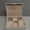 SONGMICS 2-Layer Jewelry Box, Jewelry Organizer with Handle, Removable Jewelry Tray, Jewelry Storage, Floating Effect, 8.1 x 9.4 x 4.3 Inches, Gift Idea, White UJBC165W01