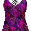 Tempt Me Women Tankini Top Only V Neck Swim Tops Tummy Control Bathing Suit Top No Bottom (X-Large)